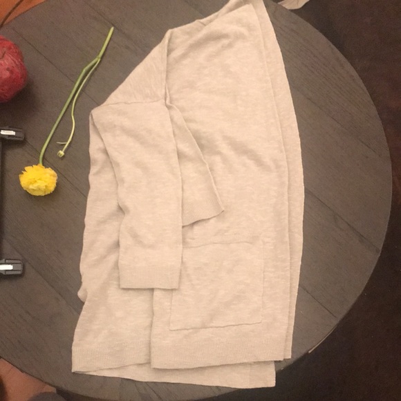 Eileen Fisher Silver Organic Linen High Collar Ribbed Knit Cardigan Size XS - Picture 11 of 13